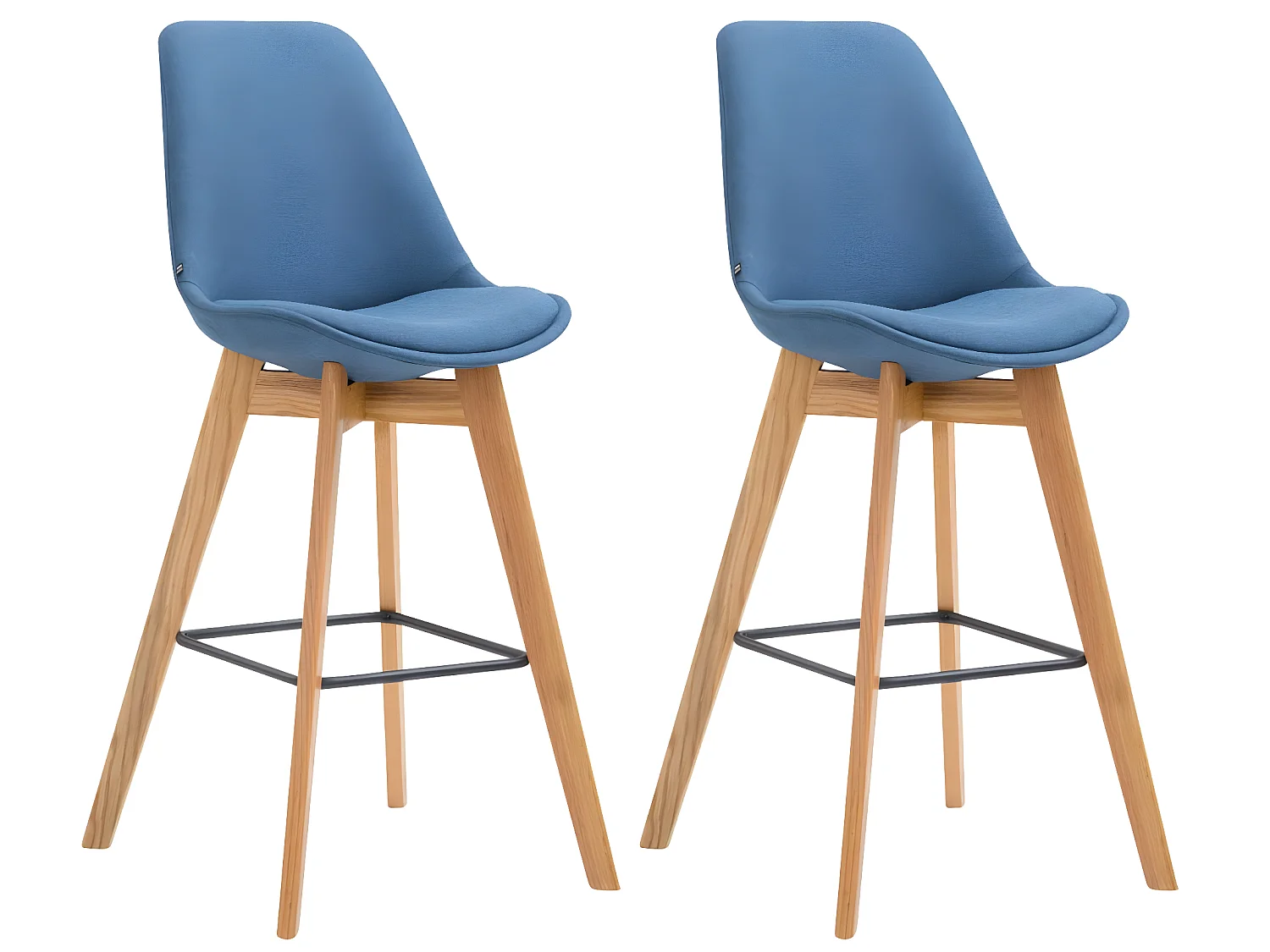Lot de 2  Tabouret de bar - Tissu & Bois - Bleu - Metz