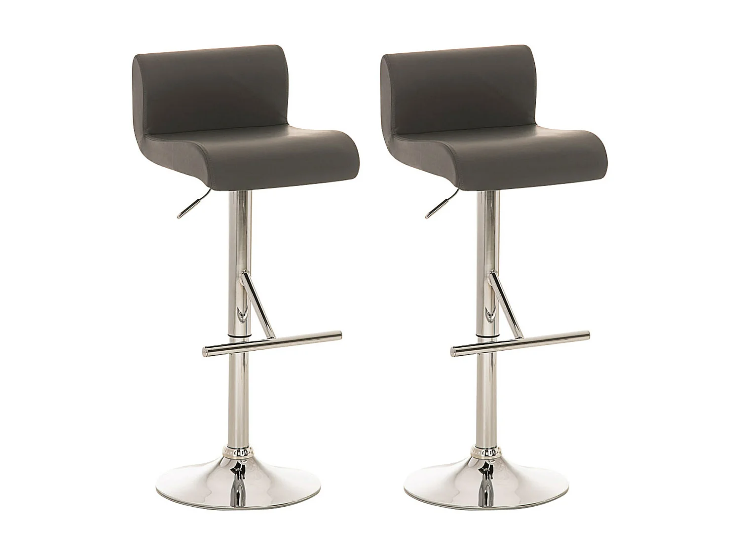 Lot de 2  Tabouret de bar - Similicuir - Gris - California