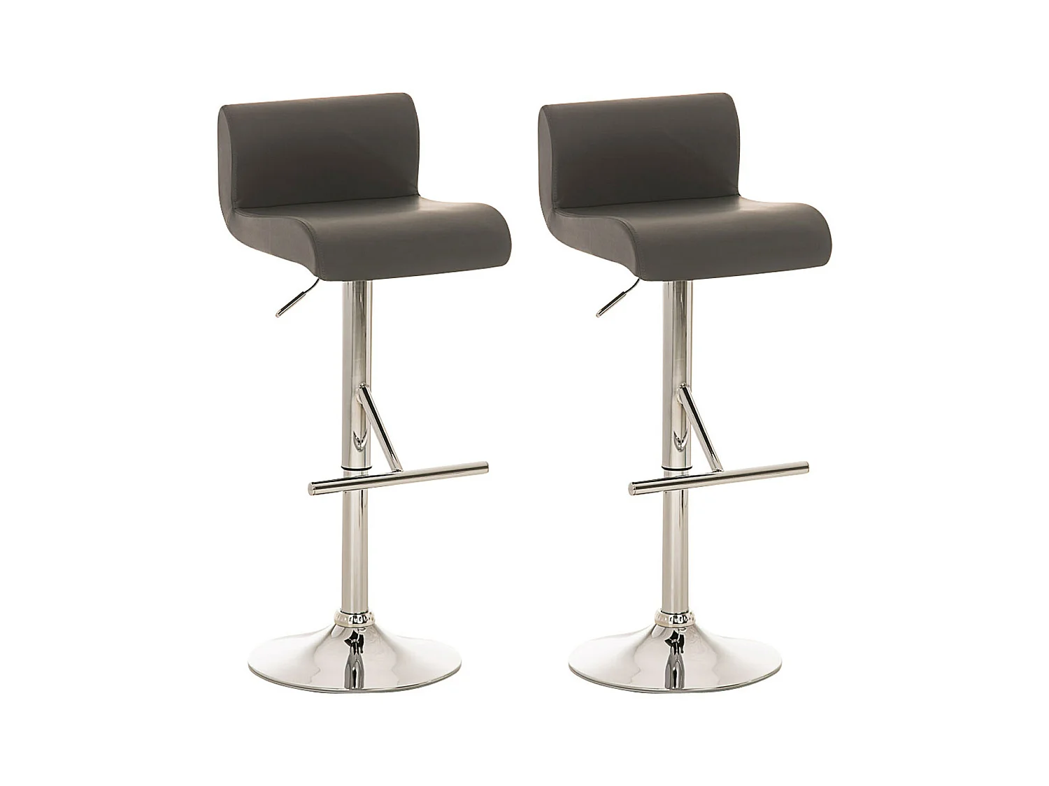 Lot de 2  Tabouret de bar - Similicuir - Gris - California