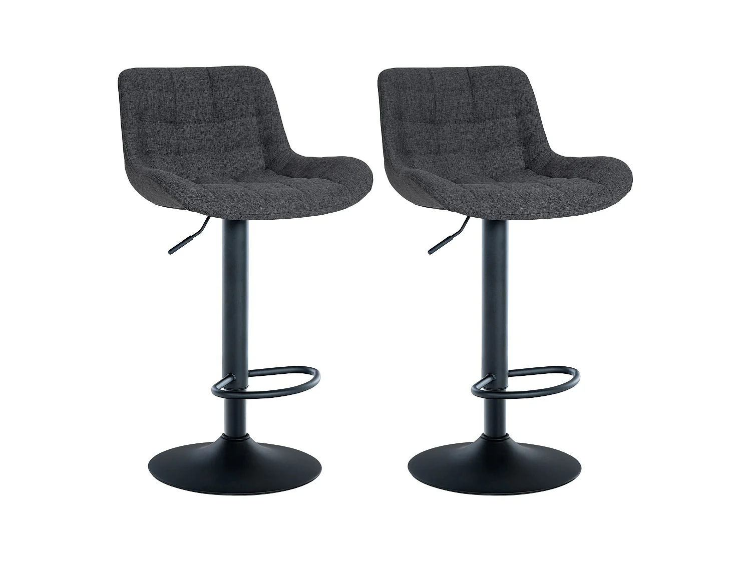 Lot de 2  Tabouret de bar - Tissu - Noir - Tover