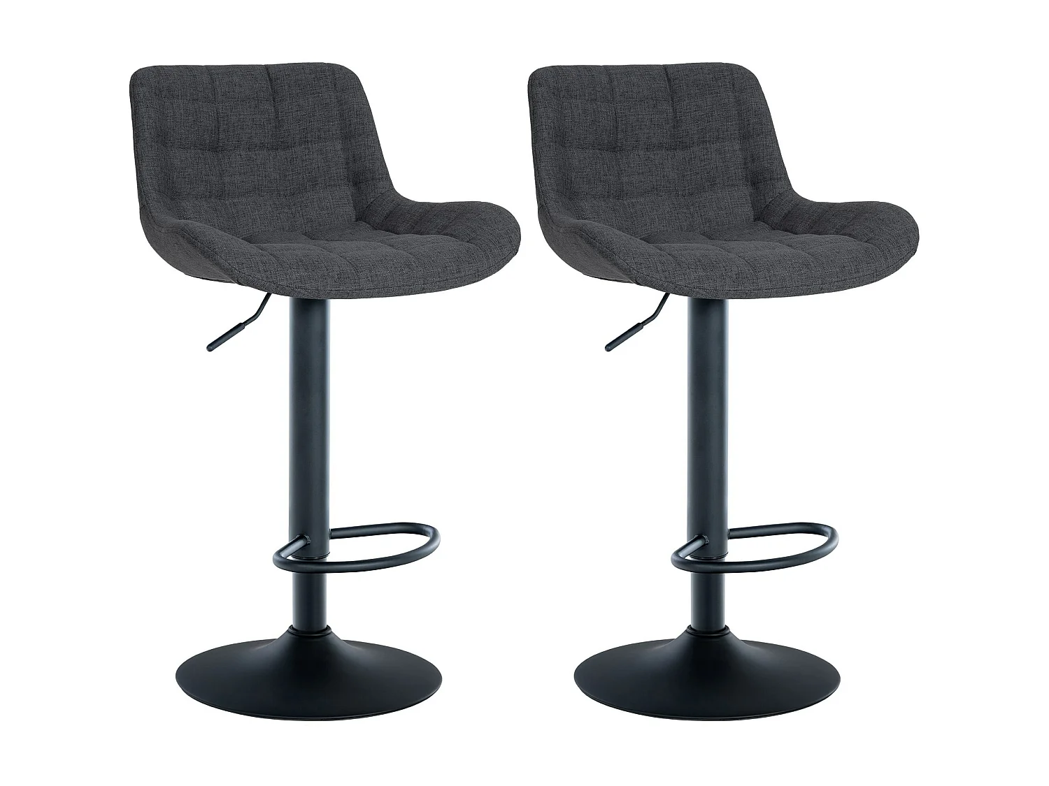 Lot de 2  Tabouret de bar - Tissu - Noir - Tover