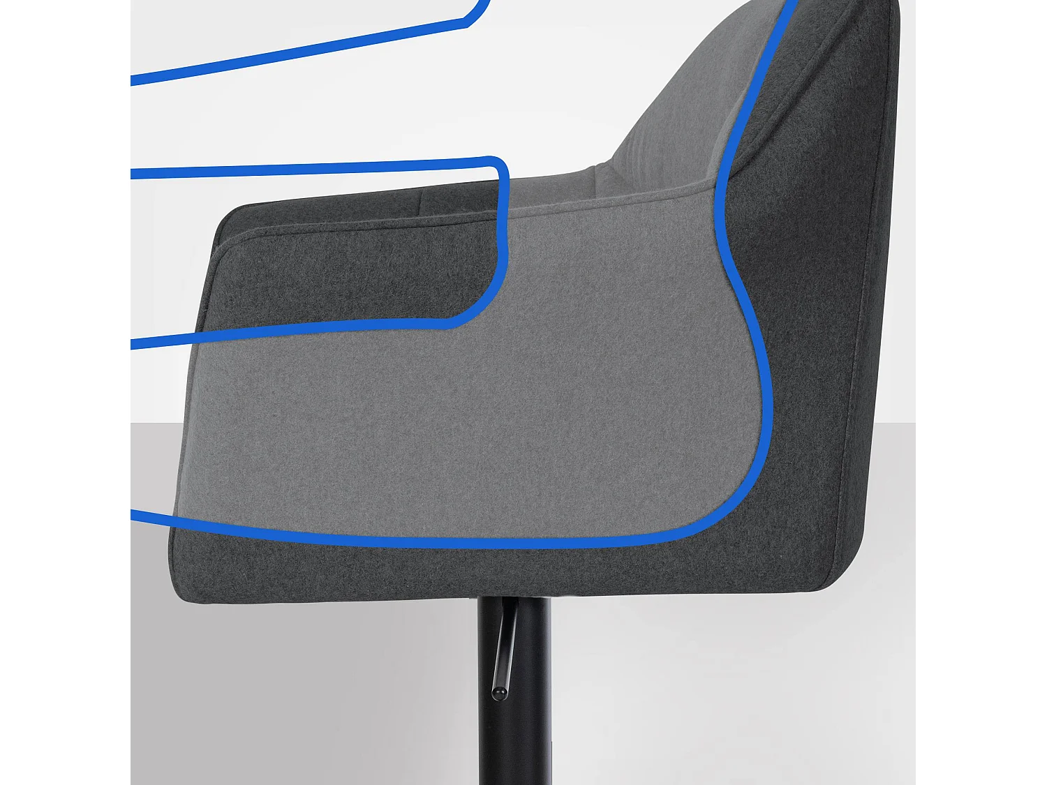 Tabouret de bar - Feutrine & Noir - Anthracite - Damaso