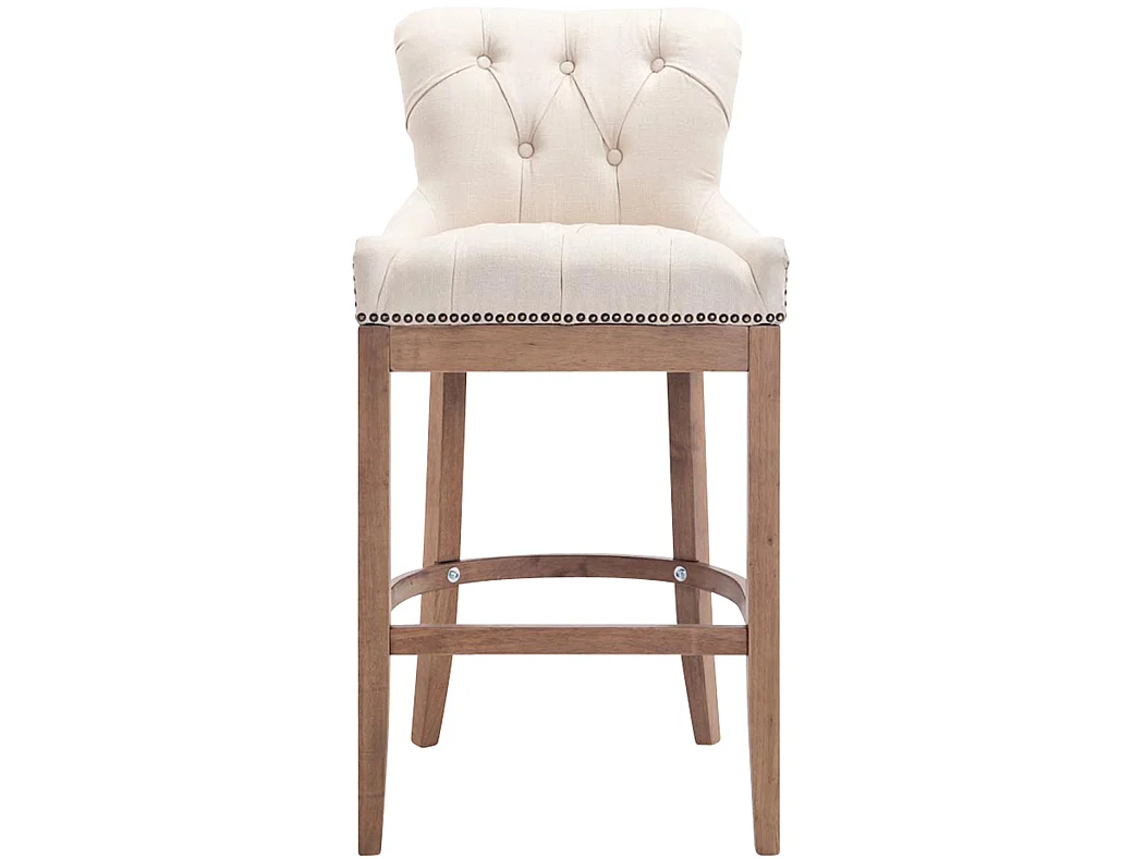 Tabouret de bar - Tissu & Acier inoxydable - Crème - Lakewood