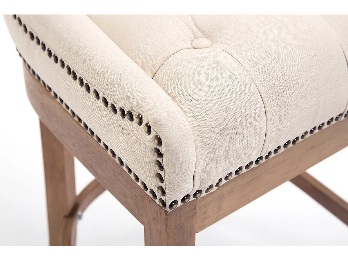 Tabouret de bar - Tissu & Acier inoxydable - Crème - Lakewood