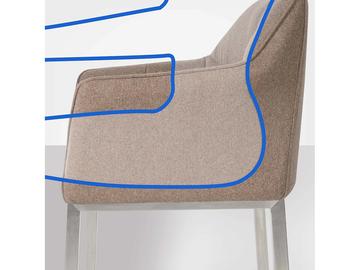 Tabouret de bar - Feutrine & Acier inoxydable - Taupe - Damaso