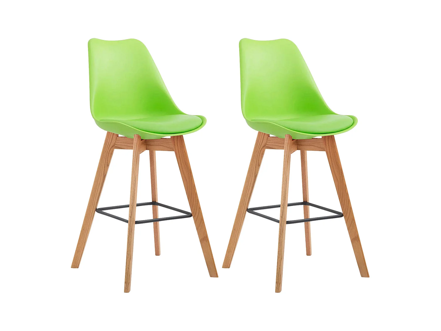 Lot de 2  Tabouret de bar - Plastique & Bois - Vert - Metz