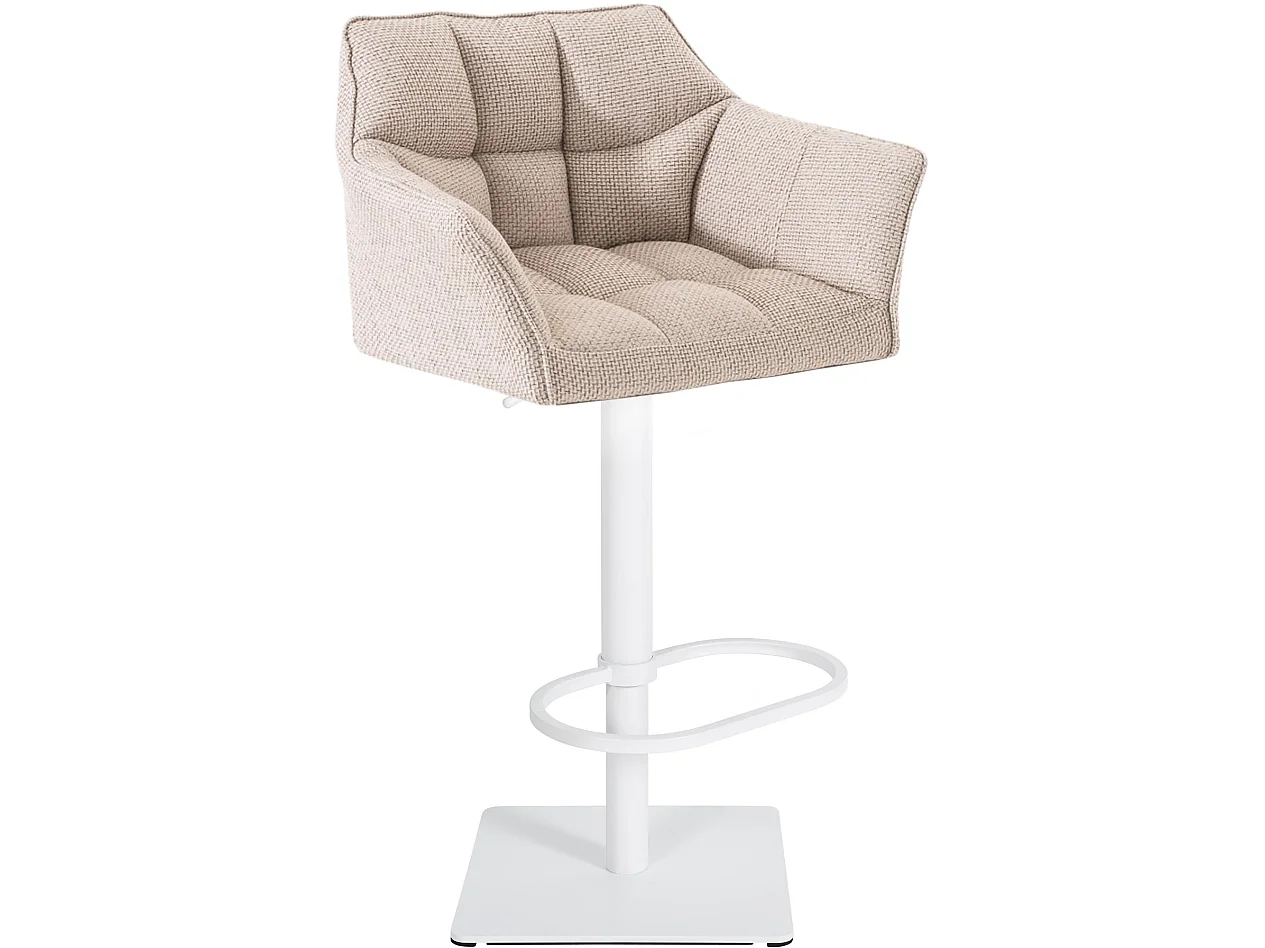 Tabouret de bar - Tissu & Blanc - Ivoire - Damaso