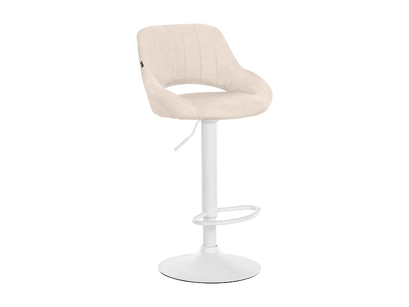 Tabouret de bar - Tissu & Blanc - Crème - Milet