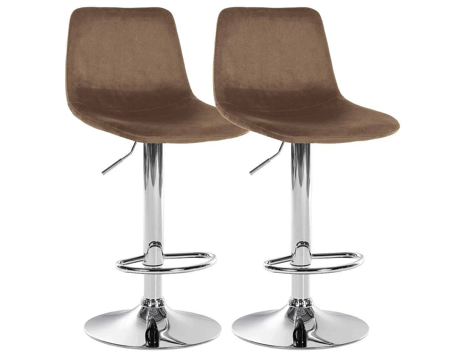 Lot de 2  Tabouret de bar - Velours & Métal chromé - Marron - Divo