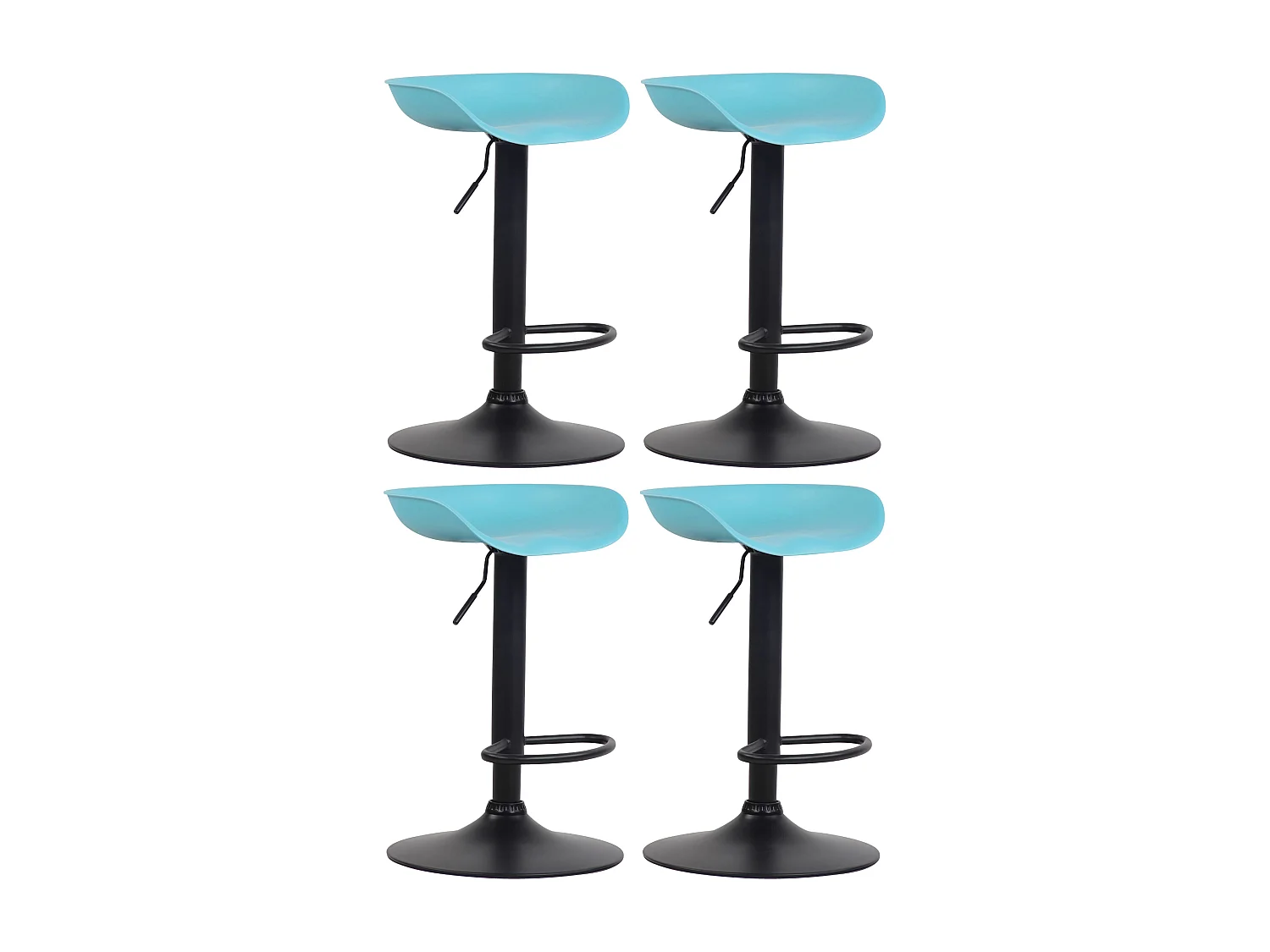 Lot de 4  Tabouret de bar - Plastique & Métal - Bleu - Anaheim