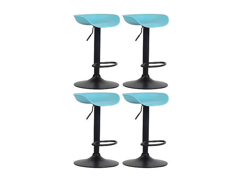 Lot de 4  Tabouret de bar - Plastique &amp; Métal - Bleu - Anaheim