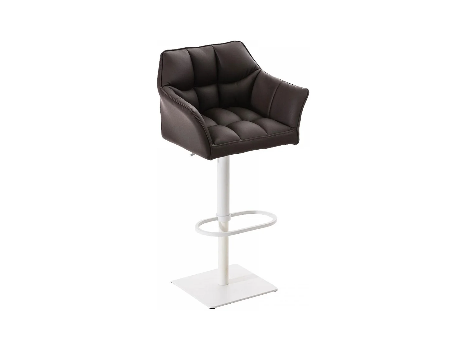 Tabouret de bar - Similicuir & Blanc - Marron - Damaso