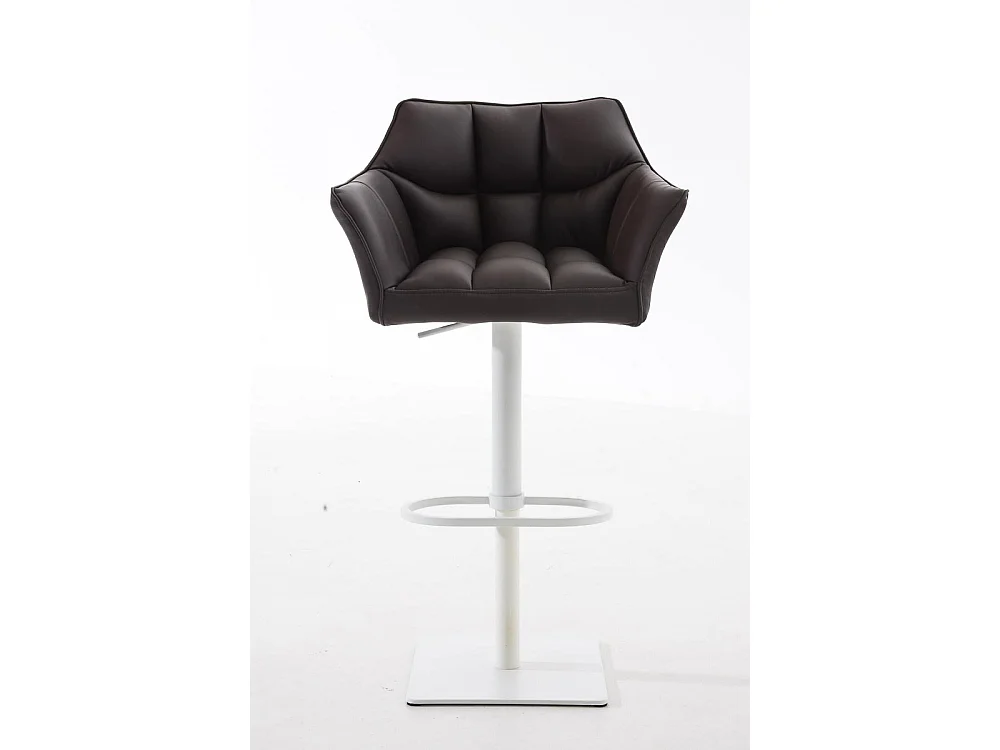 Tabouret de bar - Similicuir & Blanc - Marron - Damaso