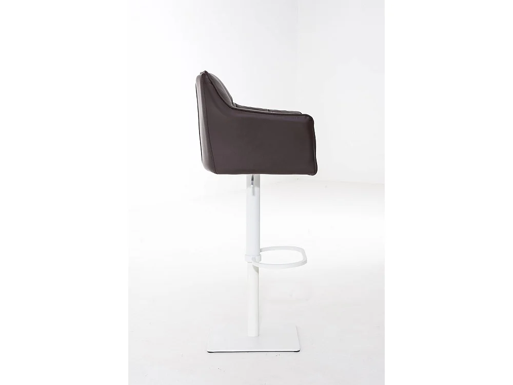 Tabouret de bar - Similicuir & Blanc - Marron - Damaso
