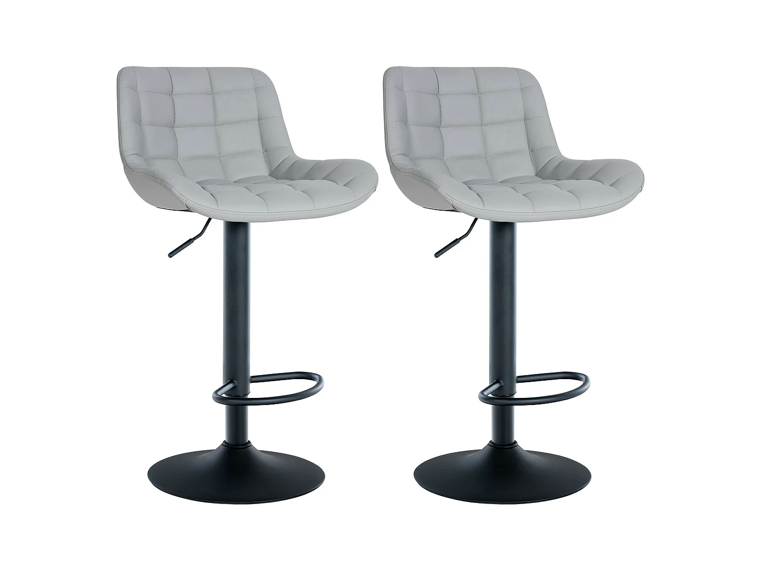 Lot de 2  Tabouret de bar - Similicuir - Gris - Tover