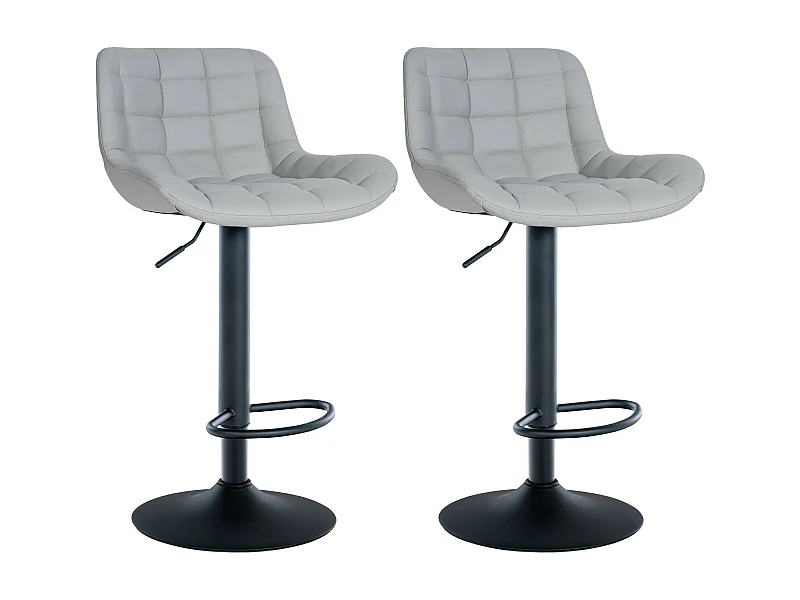 Lot de 2  Tabouret de bar - Similicuir - Gris - Tover