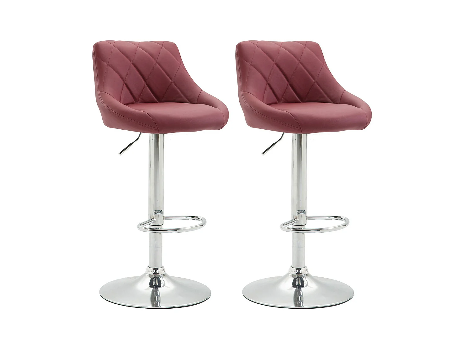 Lot de 2  Tabouret de bar - Similicuir & Métal chromé - Bordeaux - Lazio