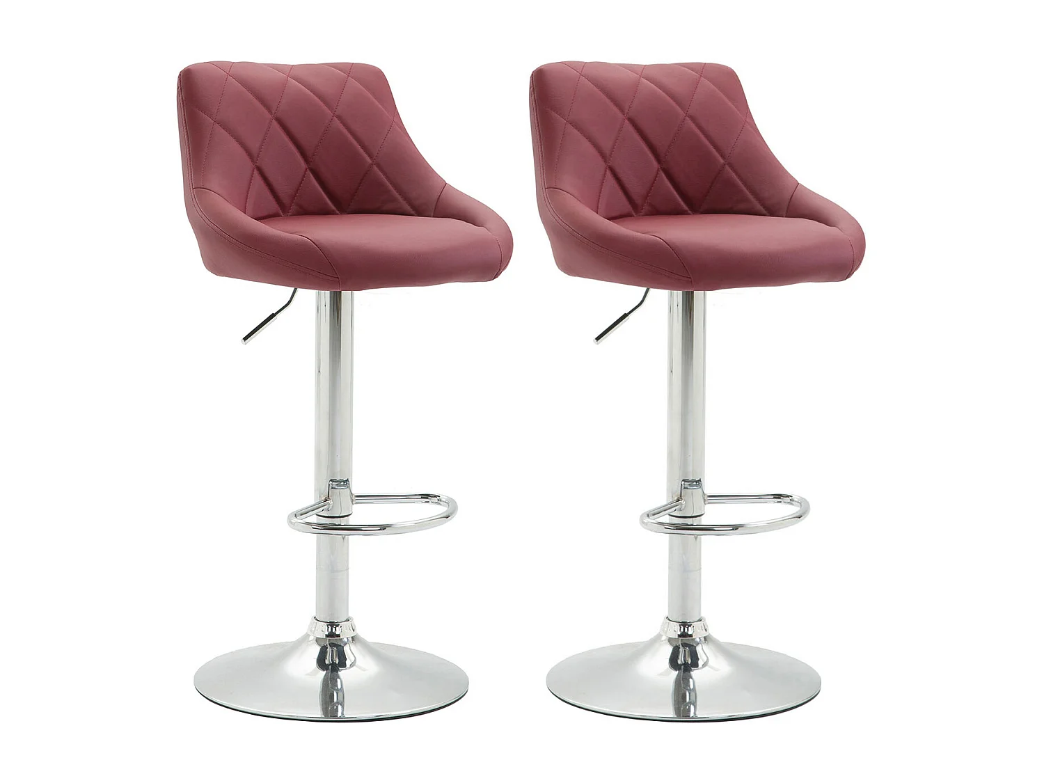 Lot de 2  Tabouret de bar - Similicuir & Métal chromé - Bordeaux - Lazio