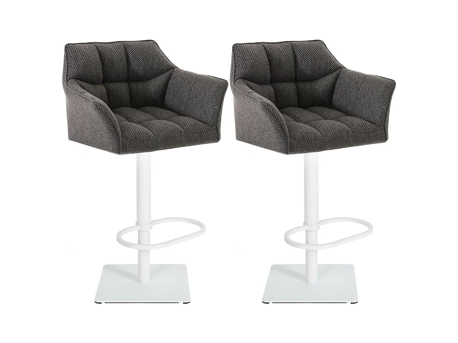 Lot de 2  Tabouret de bar - Tissu & Blanc - Gris titane - Damaso