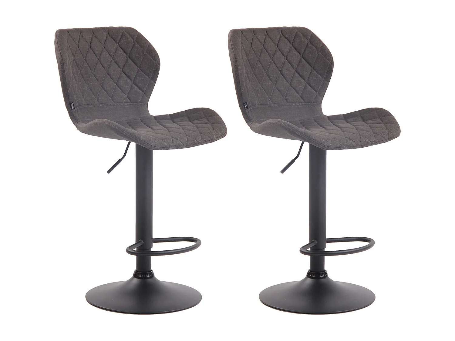 Lot de 2  Tabouret de bar - Tissu & Métal - Gris foncé - Cork