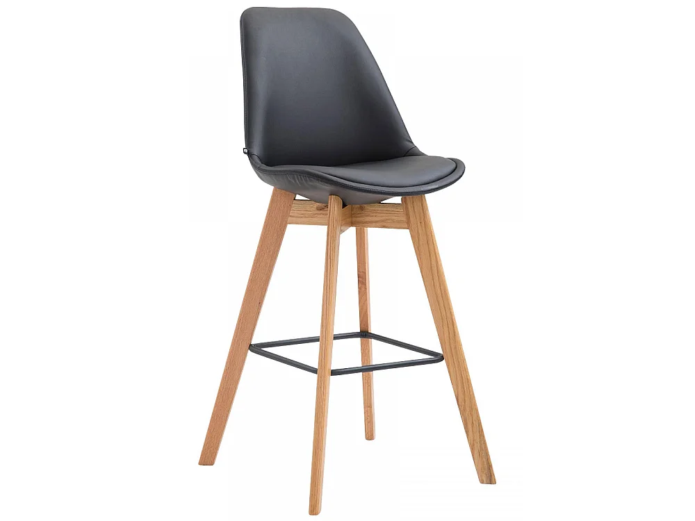 Tabouret de bar - Similicuir & Bois - Noir - Metz