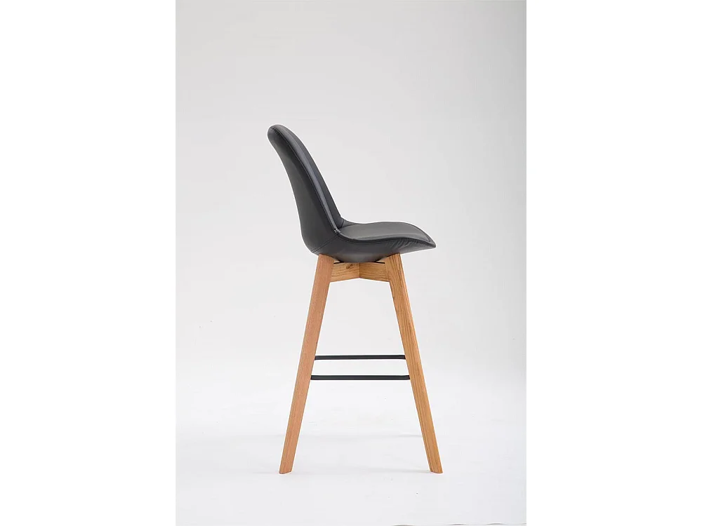 Tabouret de bar - Similicuir & Bois - Noir - Metz