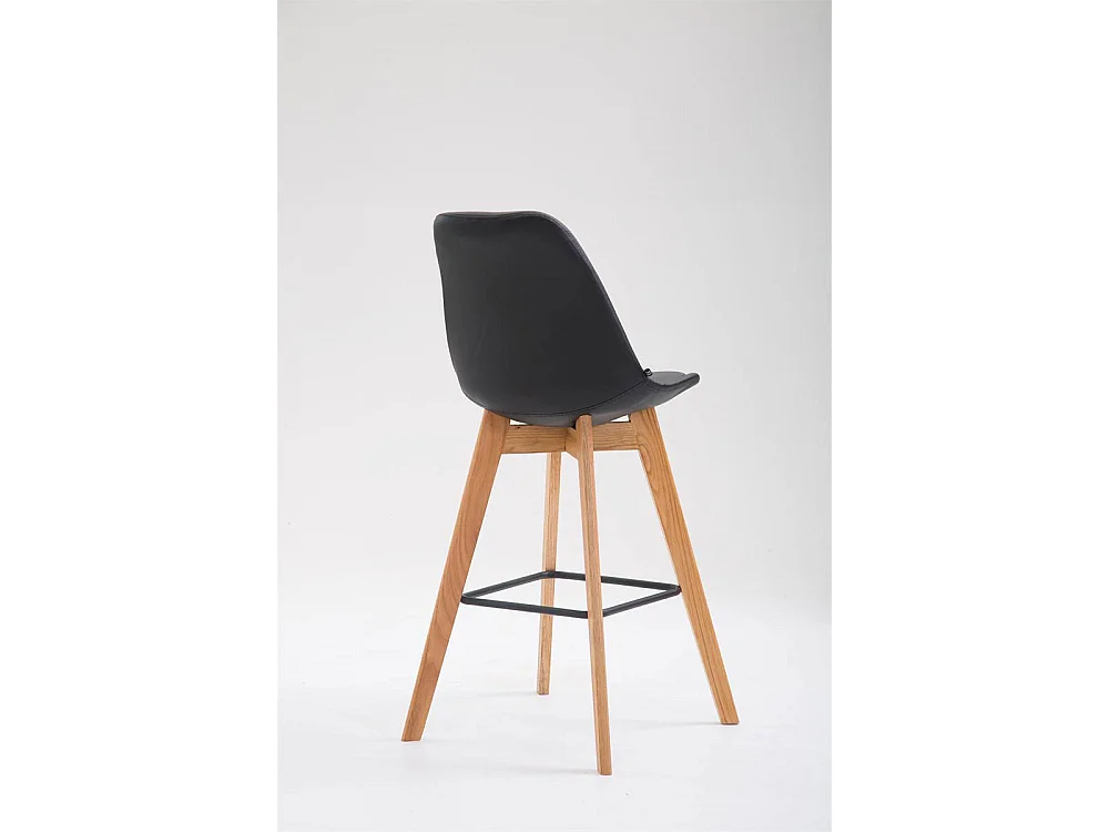 Tabouret de bar - Similicuir & Bois - Noir - Metz