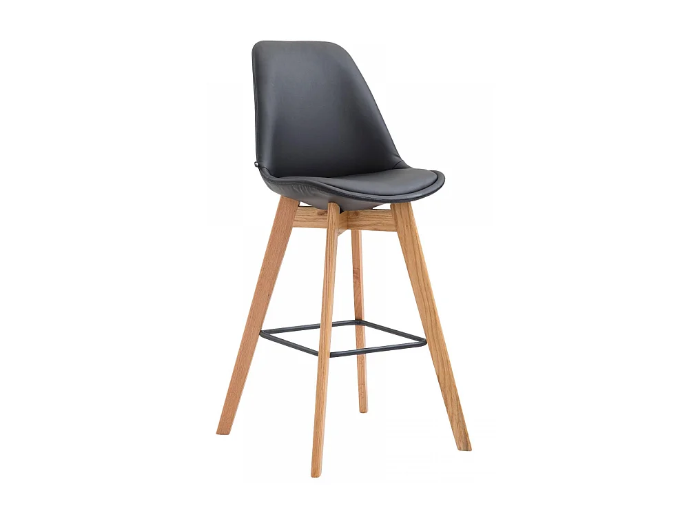 Tabouret de bar - Similicuir & Bois - Noir - Metz