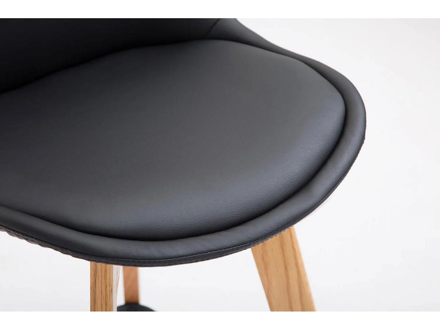 Tabouret de bar - Similicuir & Bois - Noir - Metz