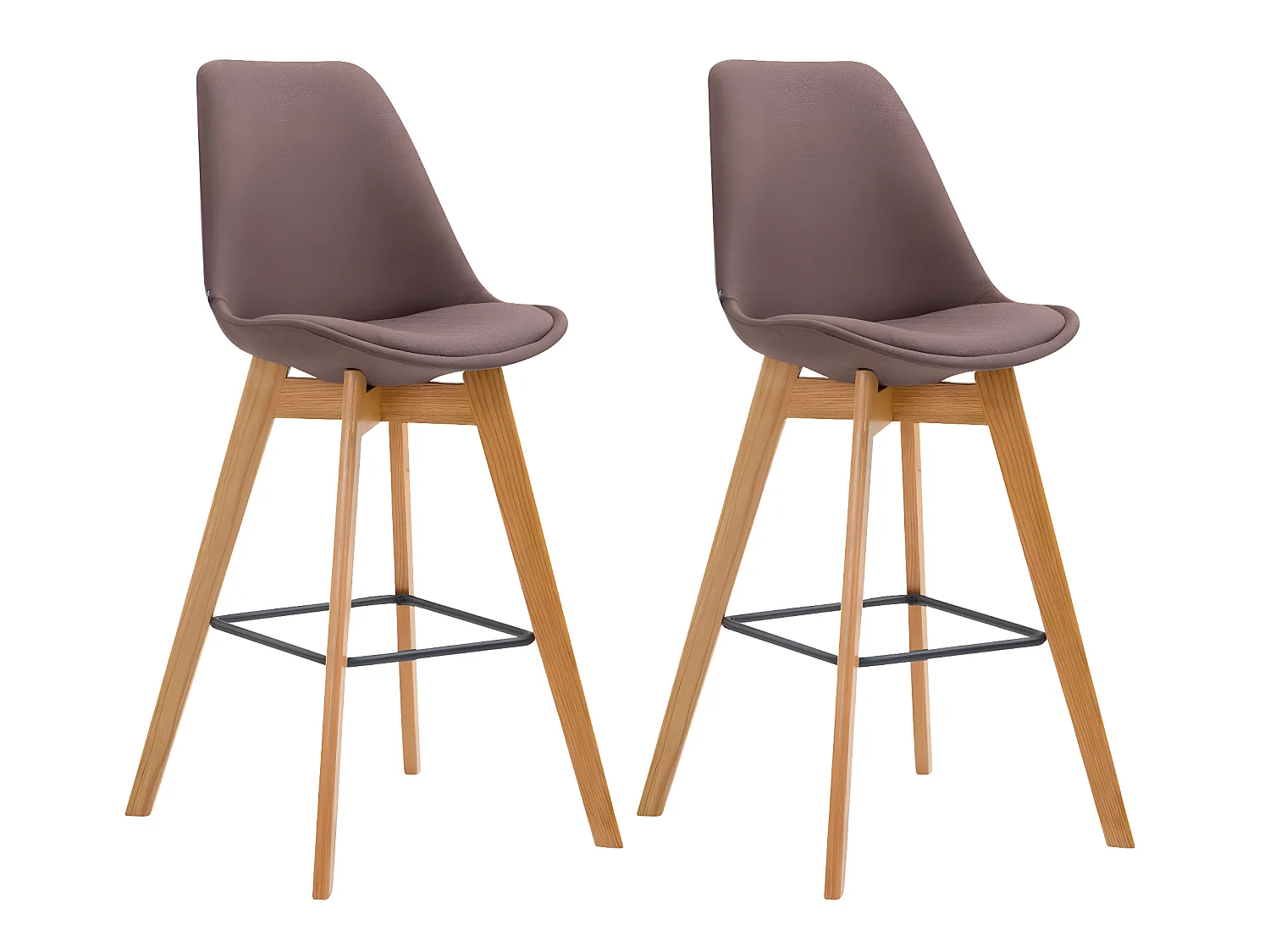 Lot de 2  Tabouret de bar - Tissu & Bois - Marron - Metz