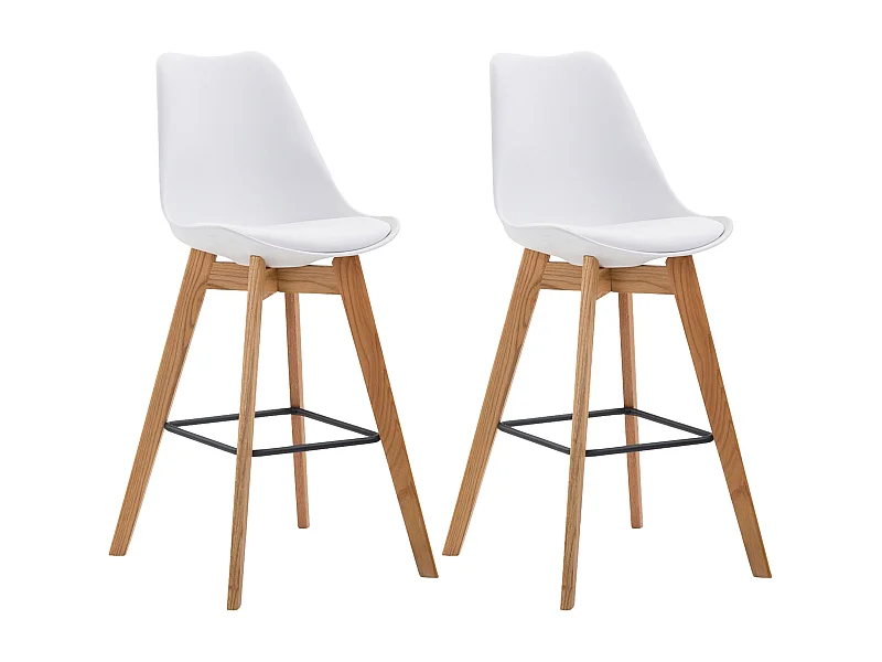Lot de 2  Tabouret de bar - Plastique & Nature - Blanc - Metz