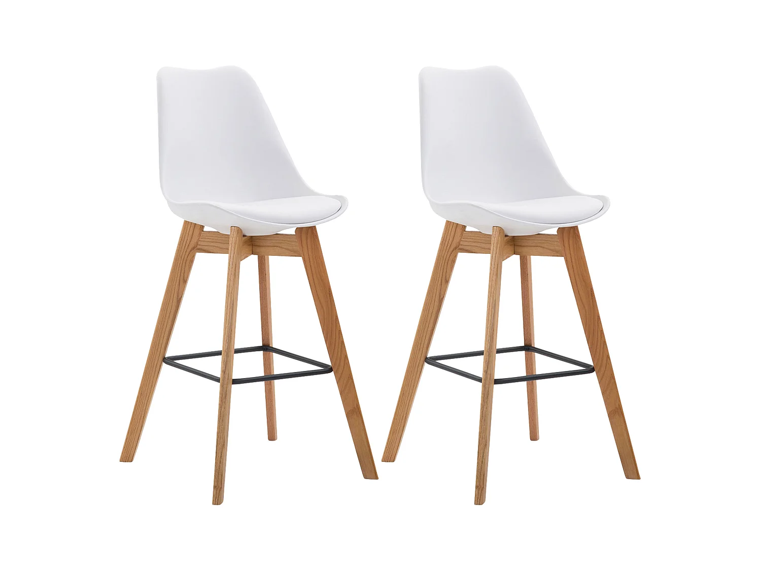 Lot de 2  Tabouret de bar - Plastique & Nature - Blanc - Metz