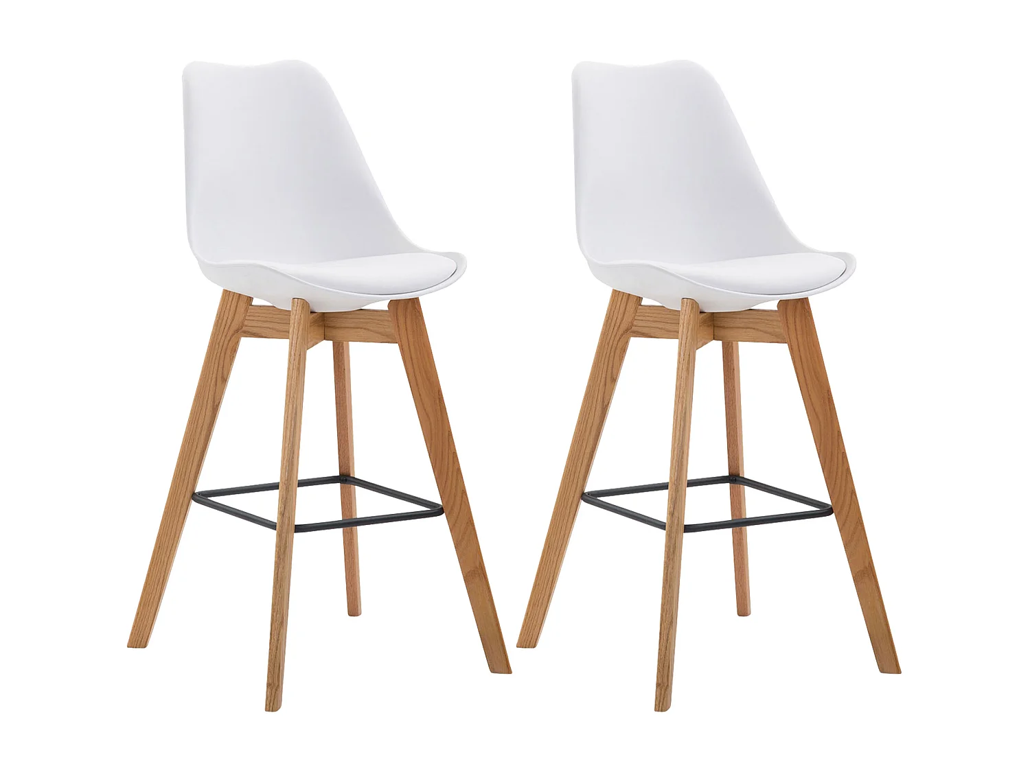Lot de 2  Tabouret de bar - Plastique & Nature - Blanc - Metz