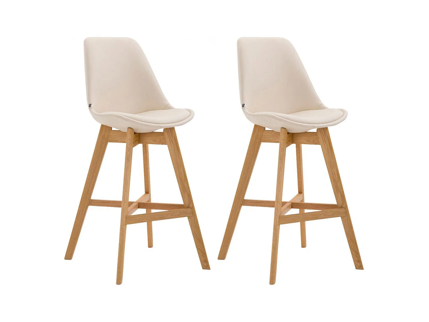 Lot de 2  Tabouret de bar - Similicuir & Nature - Crème - Cannes