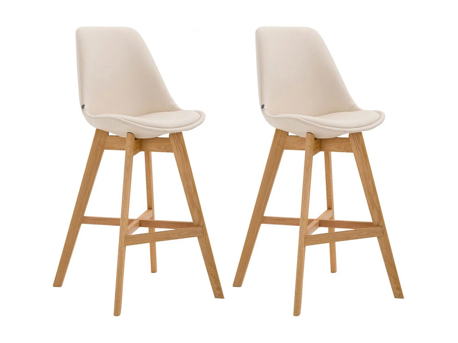 Lot de 2  Tabouret de bar - Similicuir & Nature - Crème - Cannes