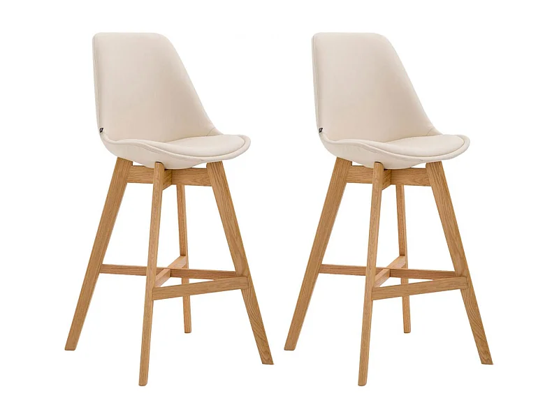 Lot de 2  Tabouret de bar - Similicuir & Nature - Crème - Cannes