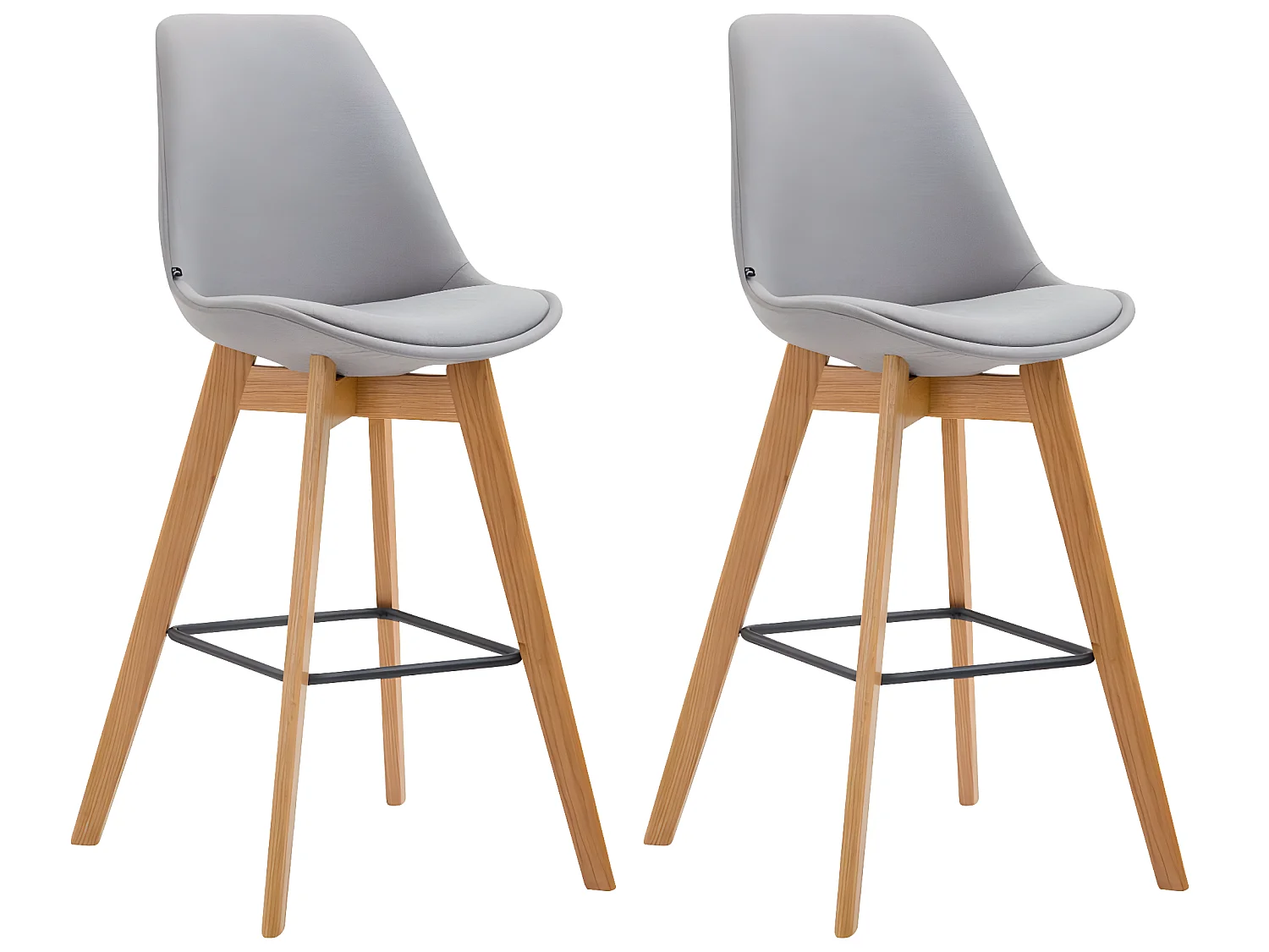 Lot de 2  Tabouret de bar - Tissu & Bois - Gris - Metz