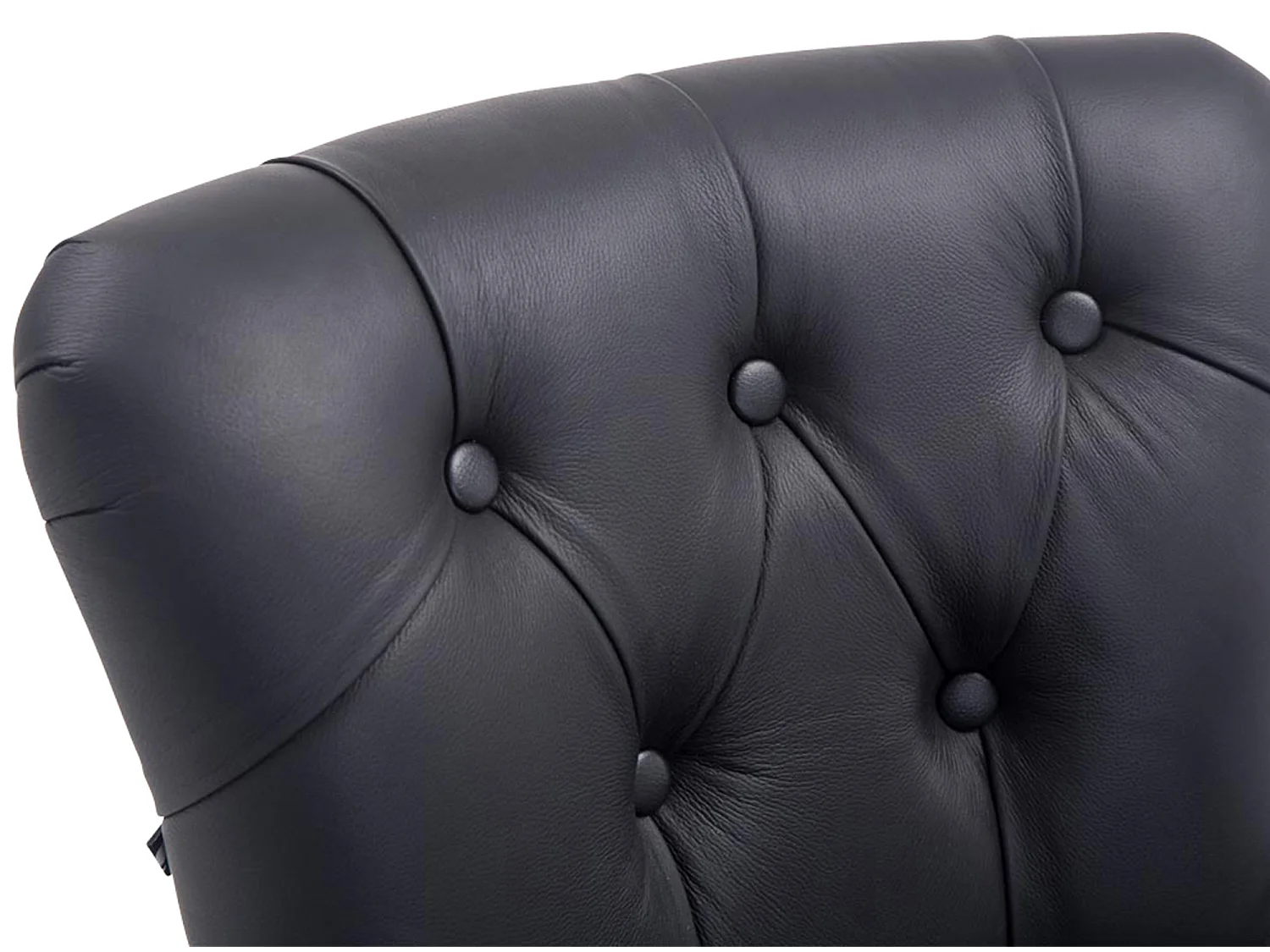 Tabouret de bar - Véritable cuir & Bois - Noir - Lakewood