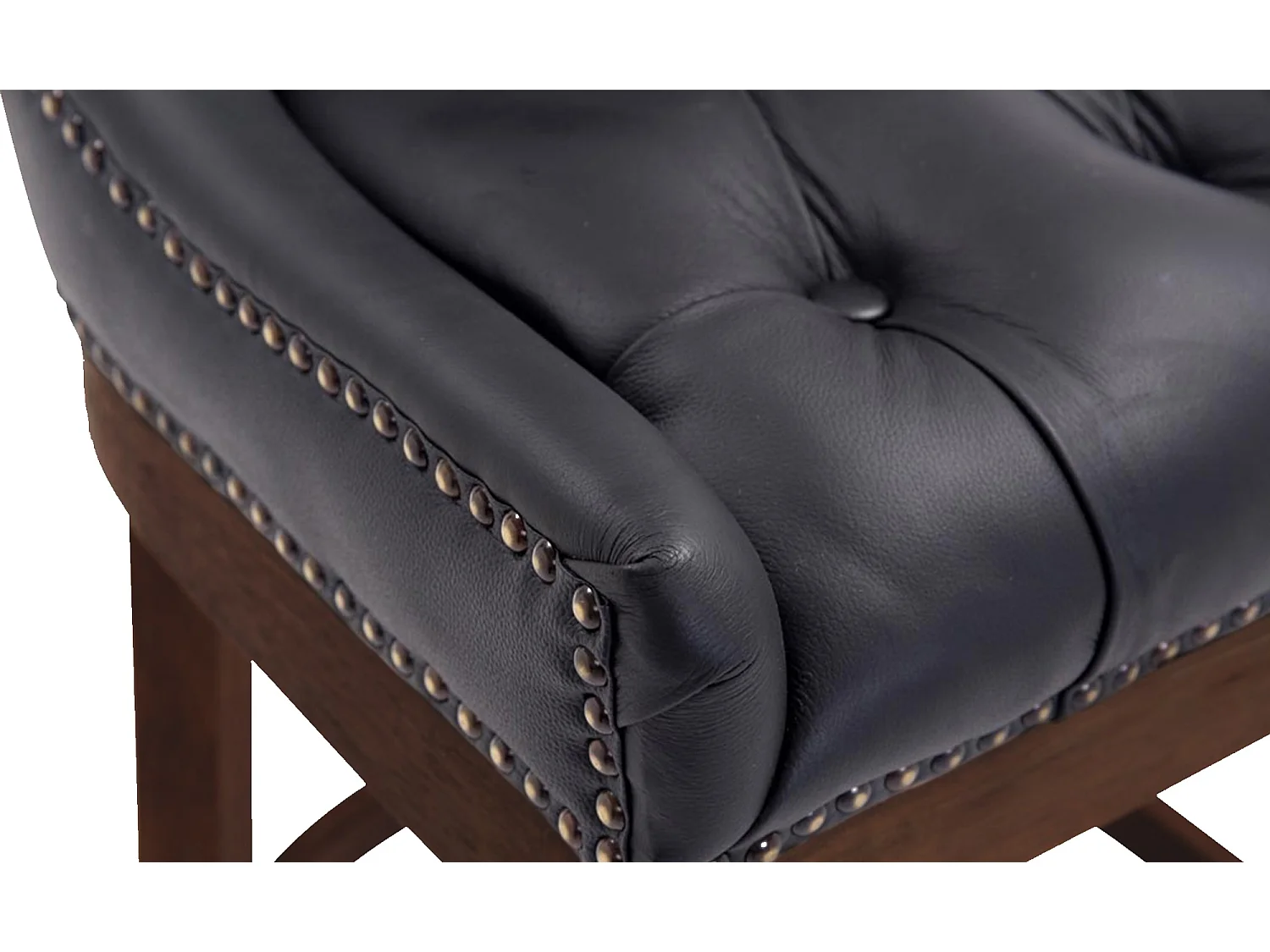 Tabouret de bar - Véritable cuir & Bois - Noir - Lakewood