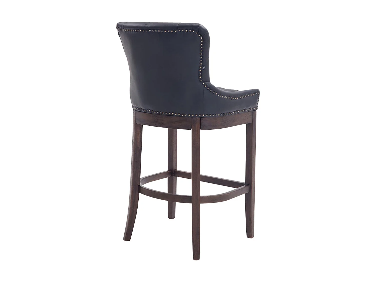Tabouret de bar - Véritable cuir & Bois - Noir - Lakewood