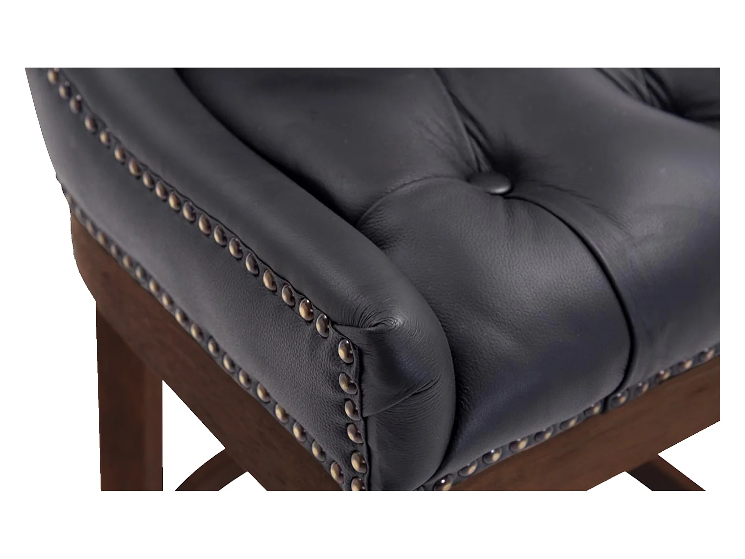 Barhocker - Echtleder & Holz - schwarz - Lakewood