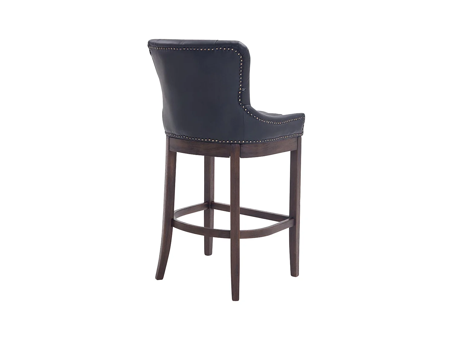 Barhocker - Echtleder & Holz - schwarz - Lakewood