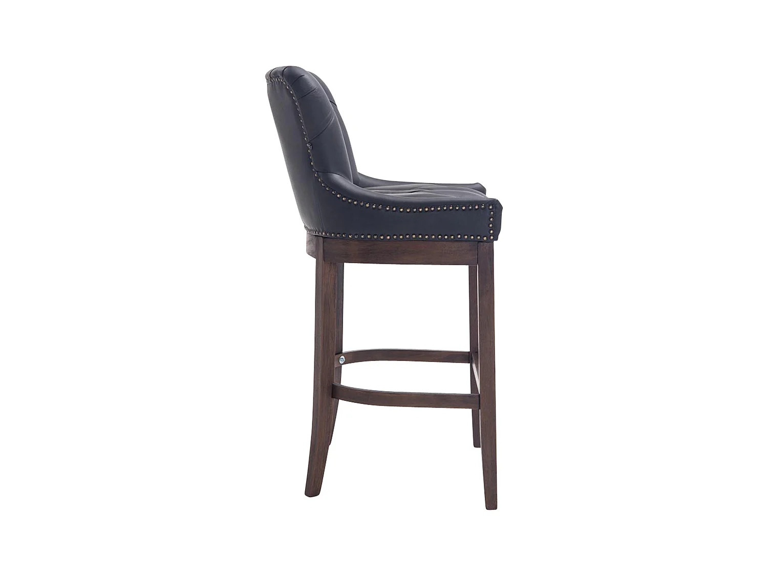 Barhocker - Echtleder & Holz - schwarz - Lakewood