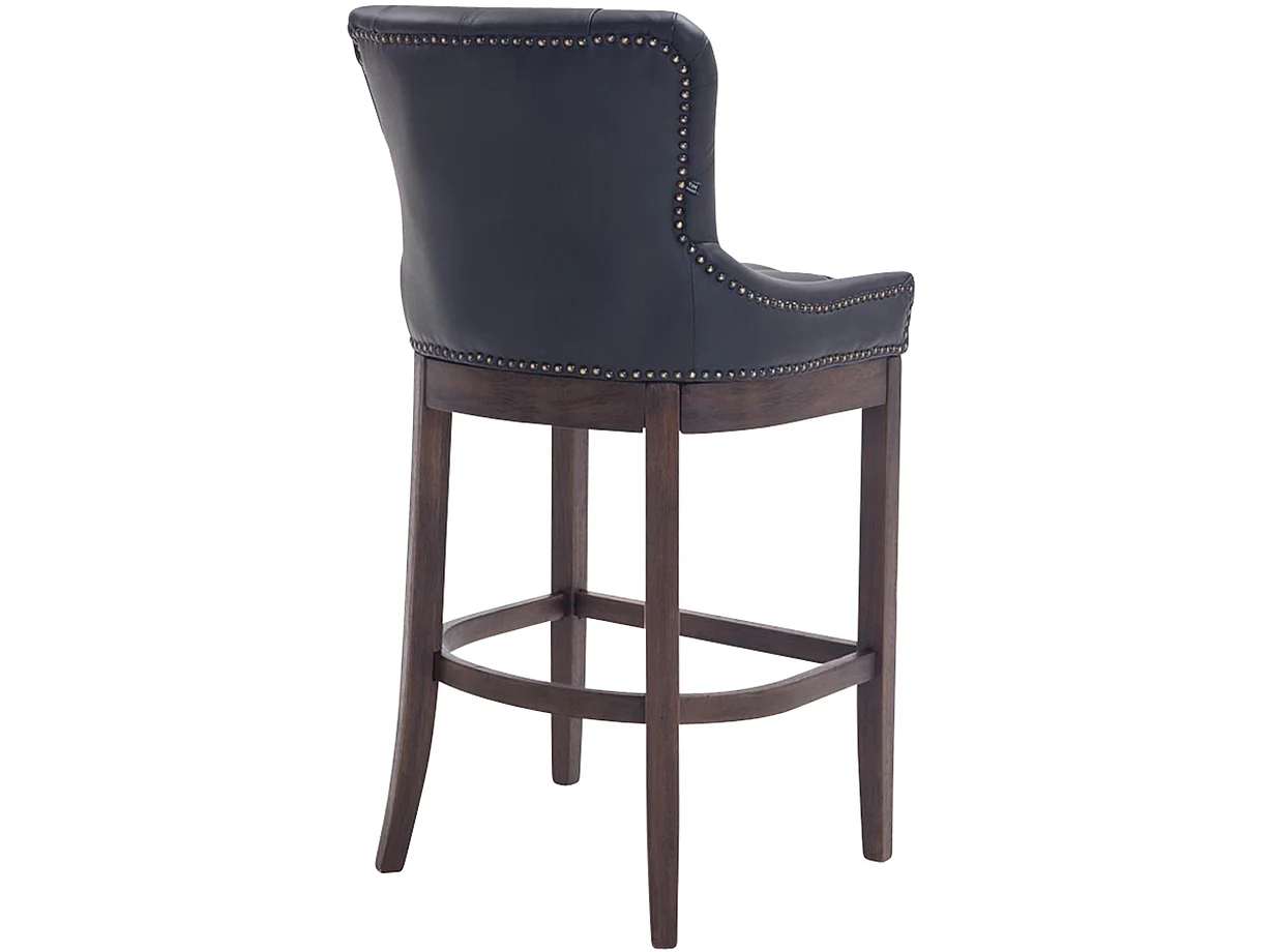 Tabouret de bar - Véritable cuir & Acier inoxydable - Noir - Lakewood