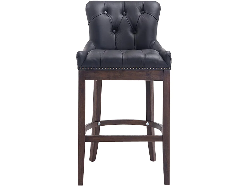 Tabouret de bar - Véritable cuir & Acier inoxydable - Noir - Lakewood