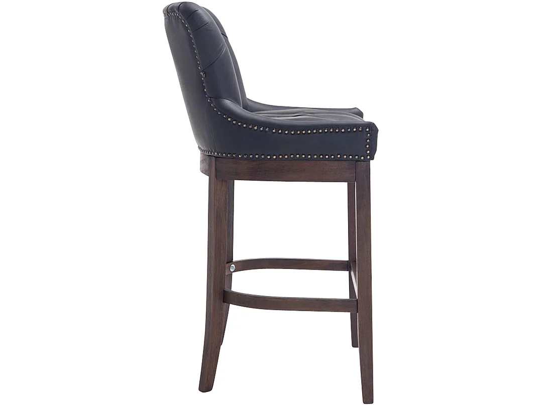 Tabouret de bar - Véritable cuir & Acier inoxydable - Noir - Lakewood