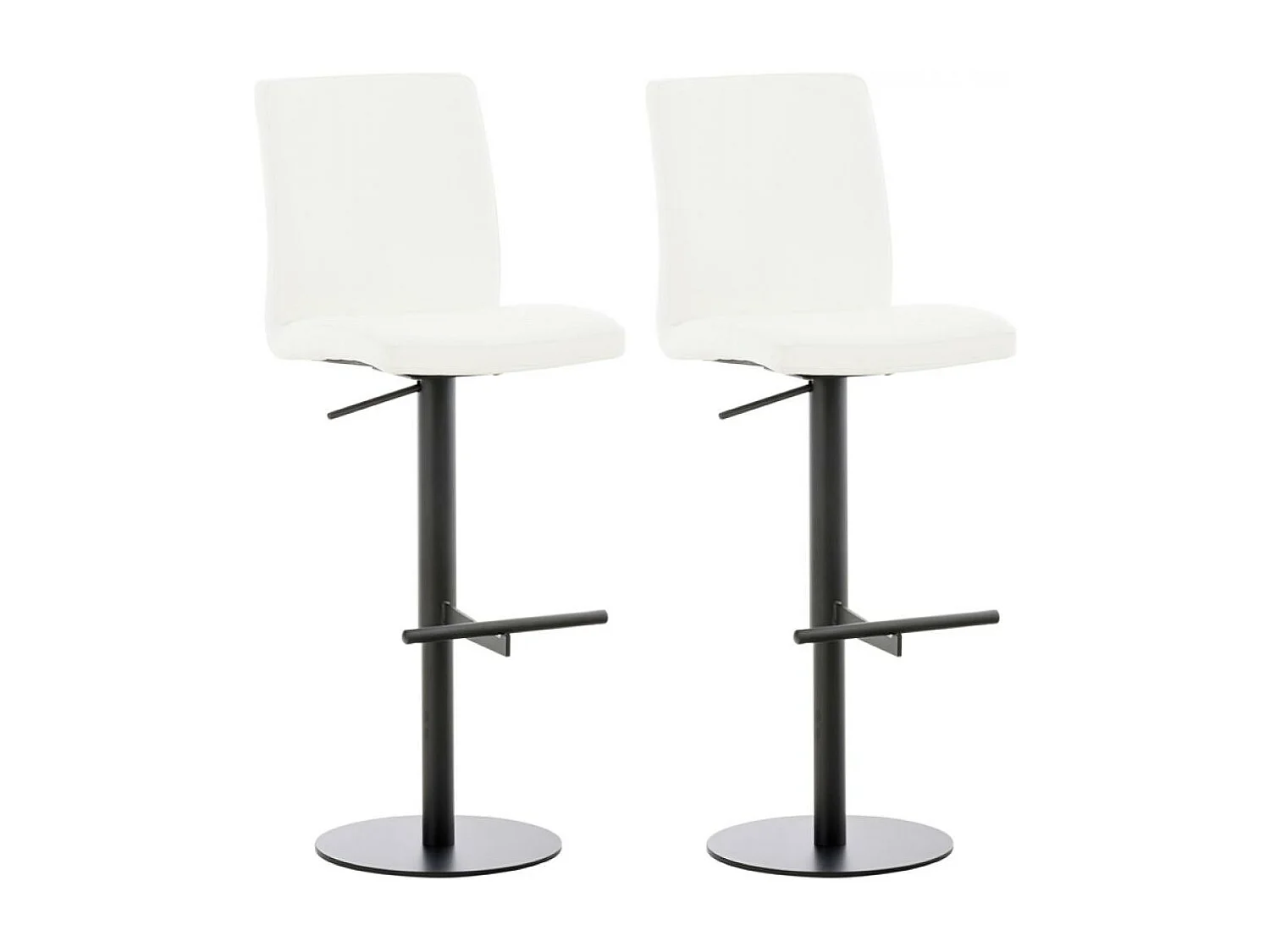 Lot de 2  Tabouret de bar - Similicuir & Noir - Blanc - Cadiz
