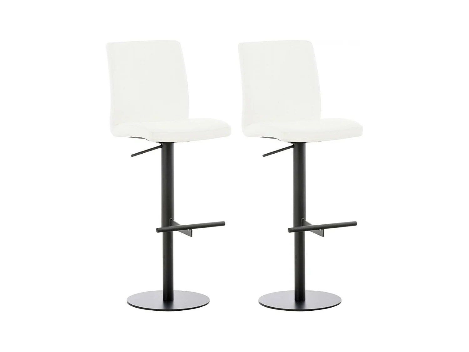 Lot de 2  Tabouret de bar - Similicuir & Noir - Blanc - Cadiz