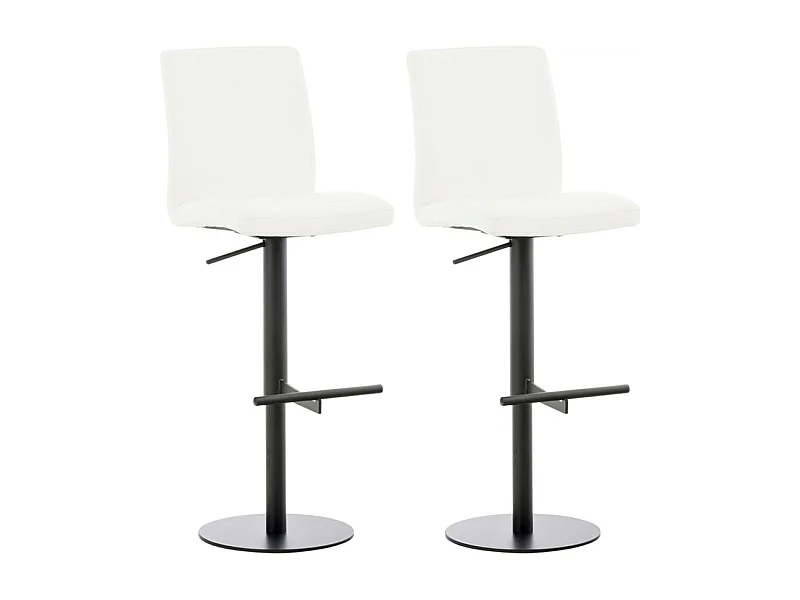 Lot de 2  Tabouret de bar - Similicuir & Noir - Blanc - Cadiz