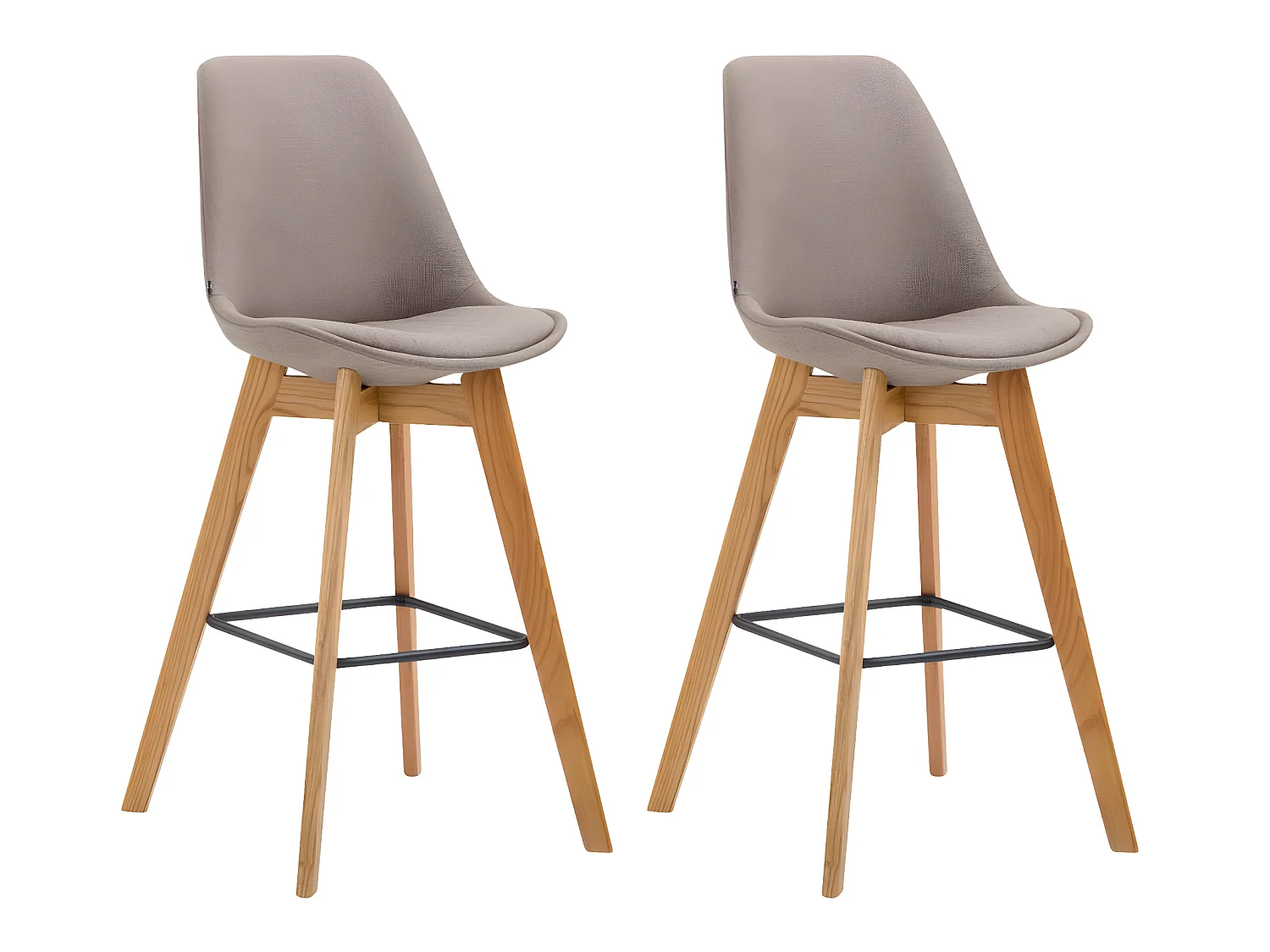 Lot de 2  Tabouret de bar - Tissu & Bois - Taupe - Metz